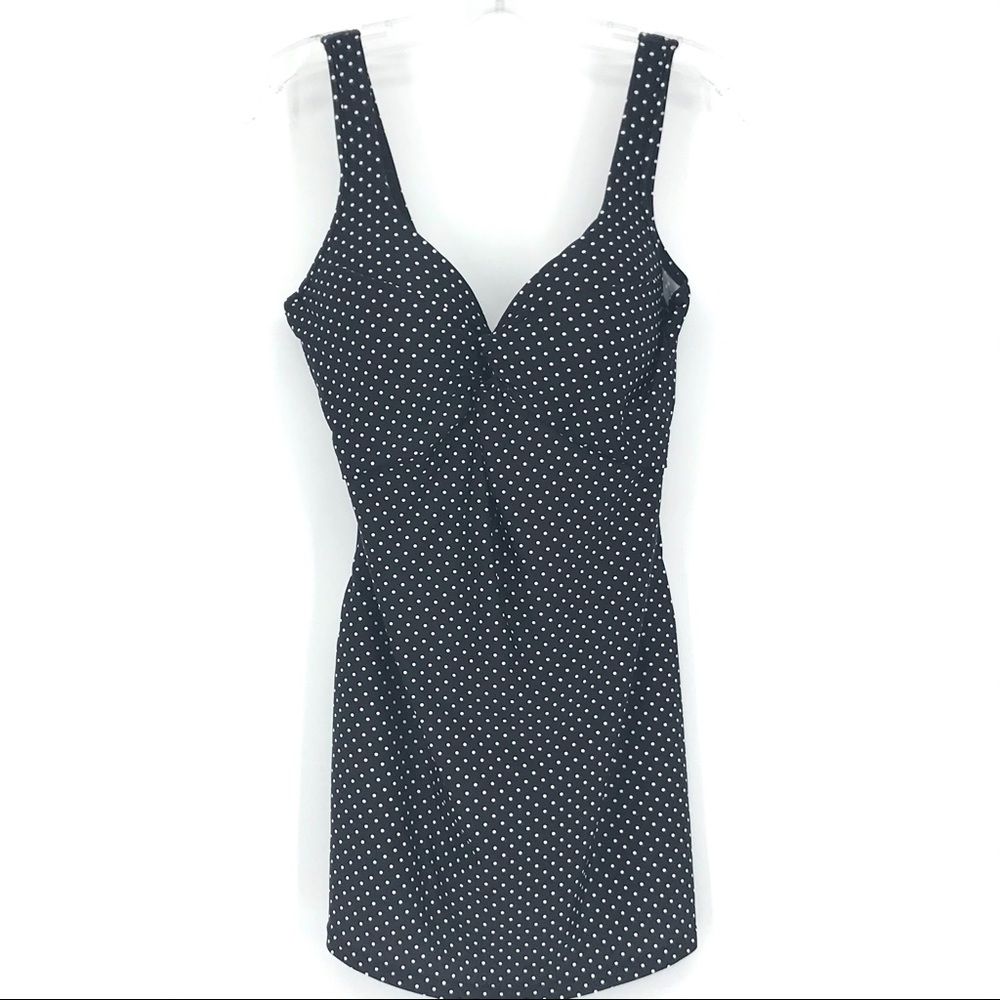 Alisha Levine B & W Polka Dot Swimsuit size 12